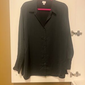 A New Day Black Satin Button-Up Shirt